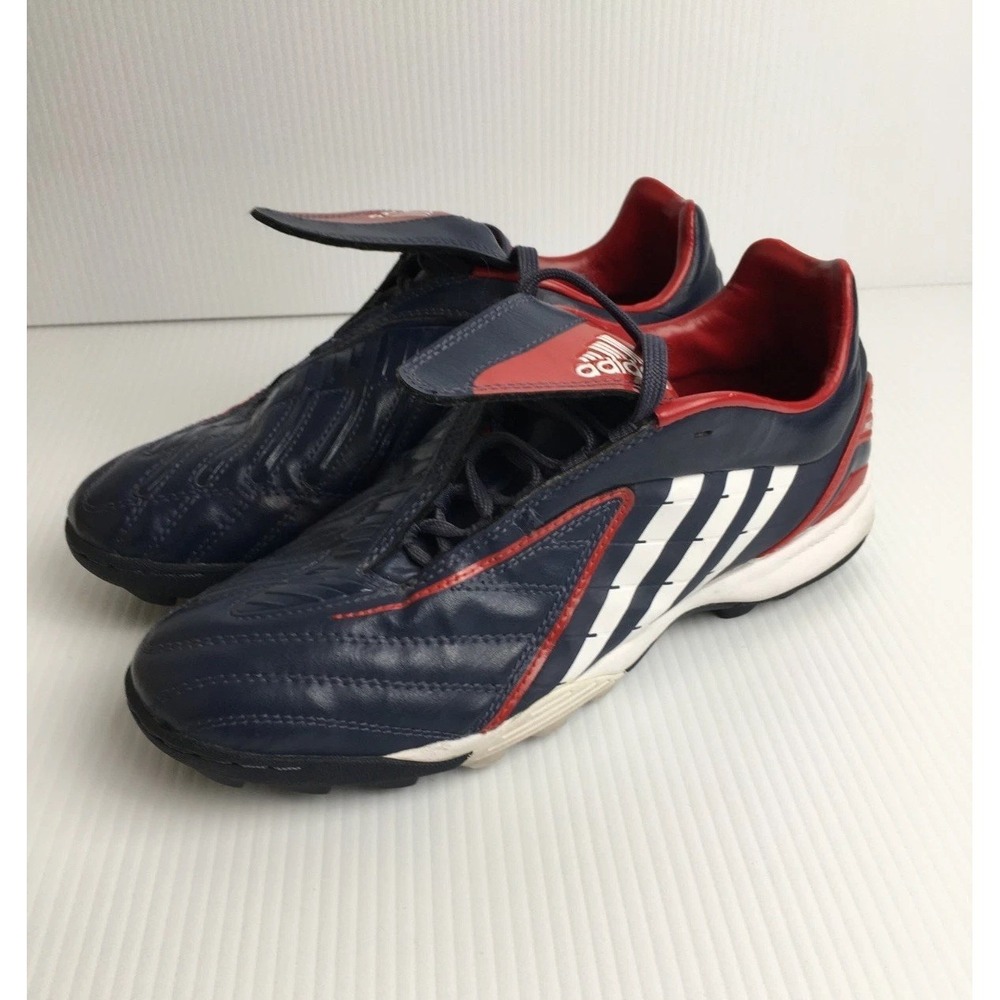 Adidas Predator  2008 Turf Soccer Shoes US 8 Navy Red Leather Traxion adiPRENE